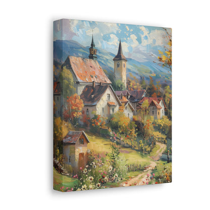 European country side in medieval times whimsical Digital Oil Painting Print Canvas Gallery Wraps