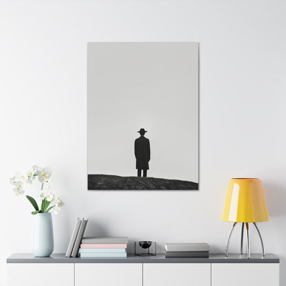 Man Wearing Suit and Porkpie Hat - Takeshi Kitano Style Digital Illustration Canvas Gallery Wraps