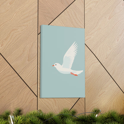 White Dove Flying Digital Illustration Canvas Gallery Wraps