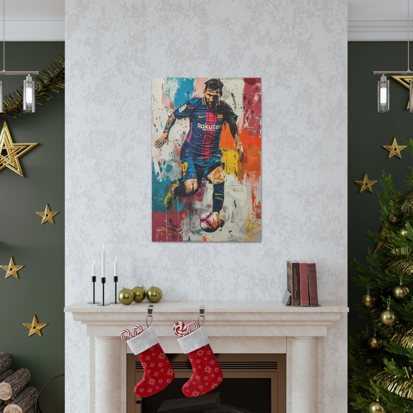 Lionel Messi - Abstract Digital Painting Canvas Gallery Wraps