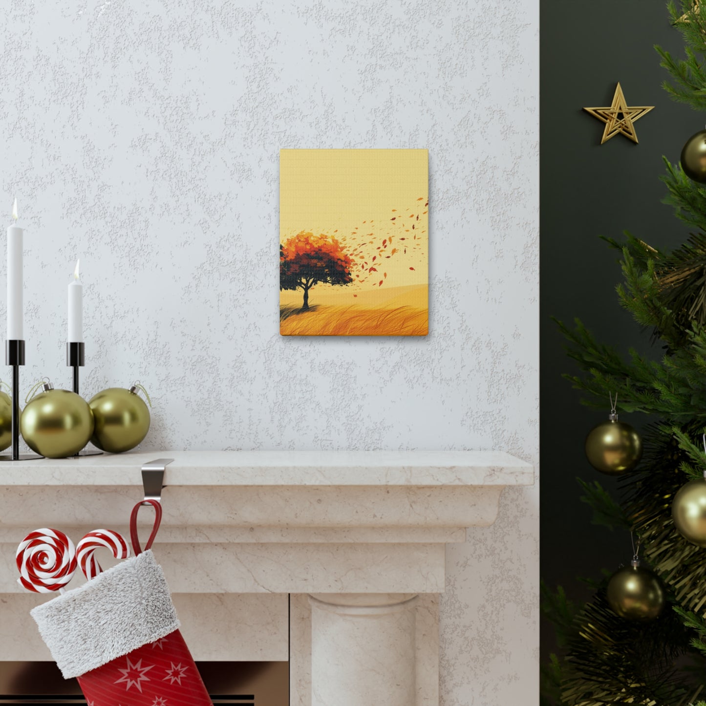 Tree in a Golden Sunset Digital Illustration Canvas Gallery Wraps