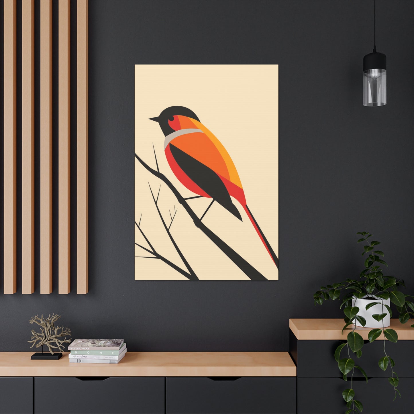 Bird siting on a tree branch Digital Illustration Canvas Gallery Wraps