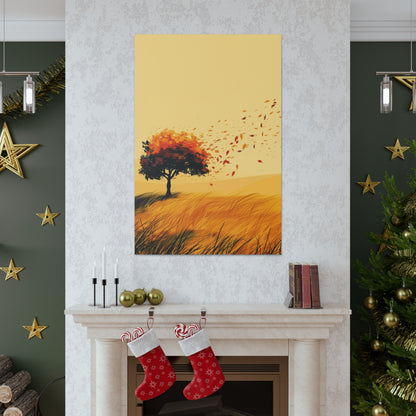 Tree in a Golden Sunset Digital Illustration Canvas Gallery Wraps