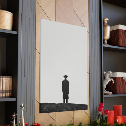 Man Wearing Suit and Porkpie Hat - Takeshi Kitano Style Digital Illustration Canvas Gallery Wraps