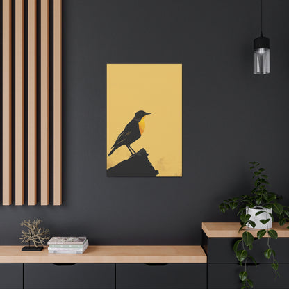 Bird Sitting on a Rock Digital Illustration Canvas Gallery Wraps