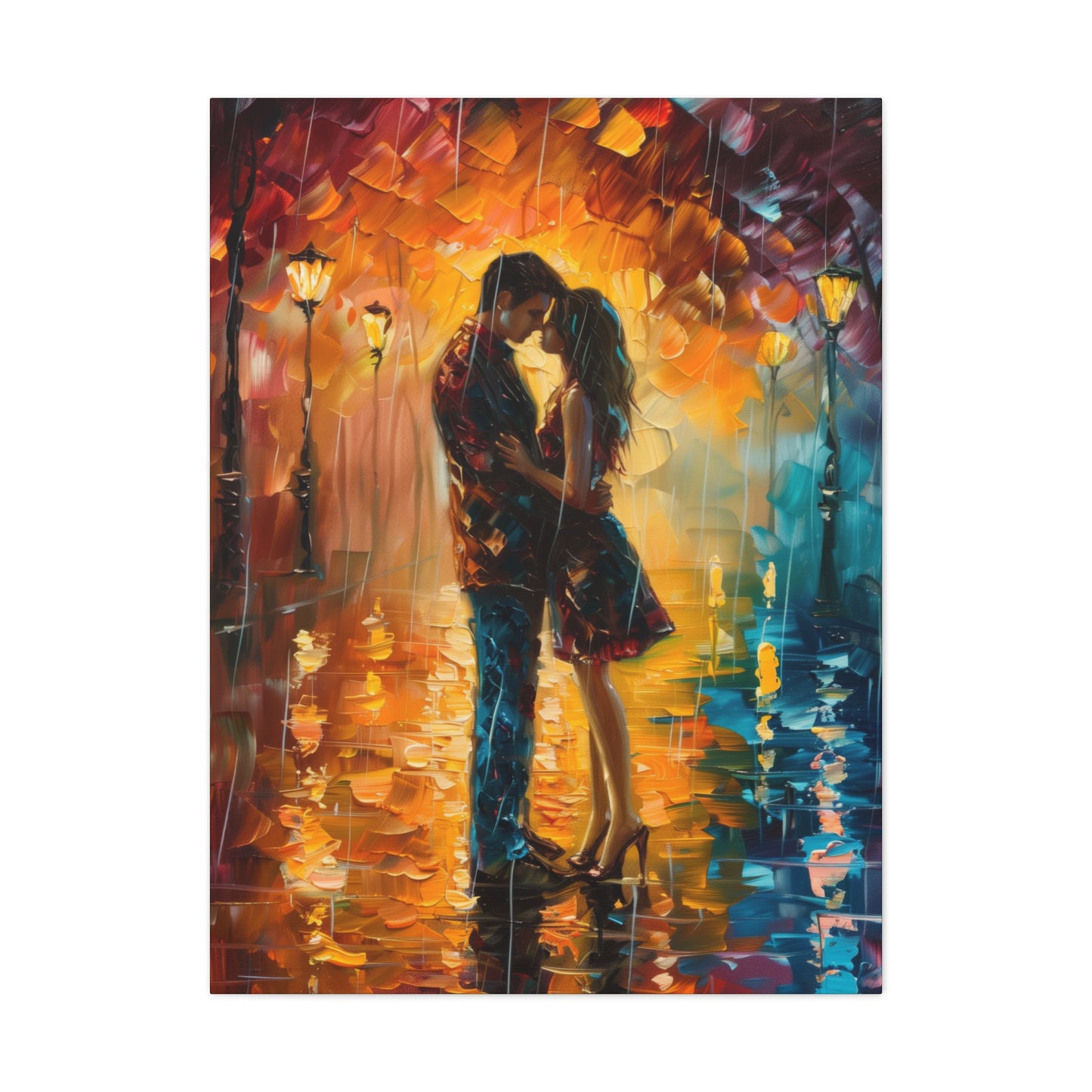 Couple - Leonid Afremov Style Digital Oil Painting Canvas Gallery Wraps