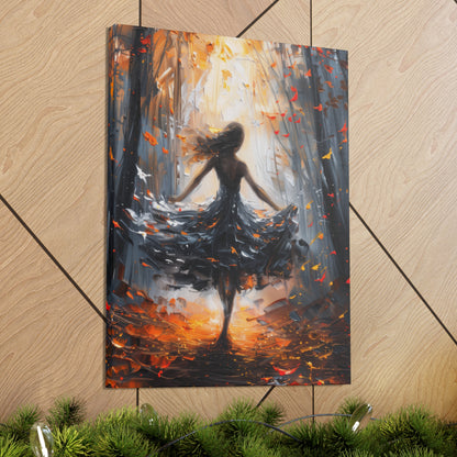 girl dancing in Autumn Forest Digital Oil Painting Print Canvas Gallery Wraps