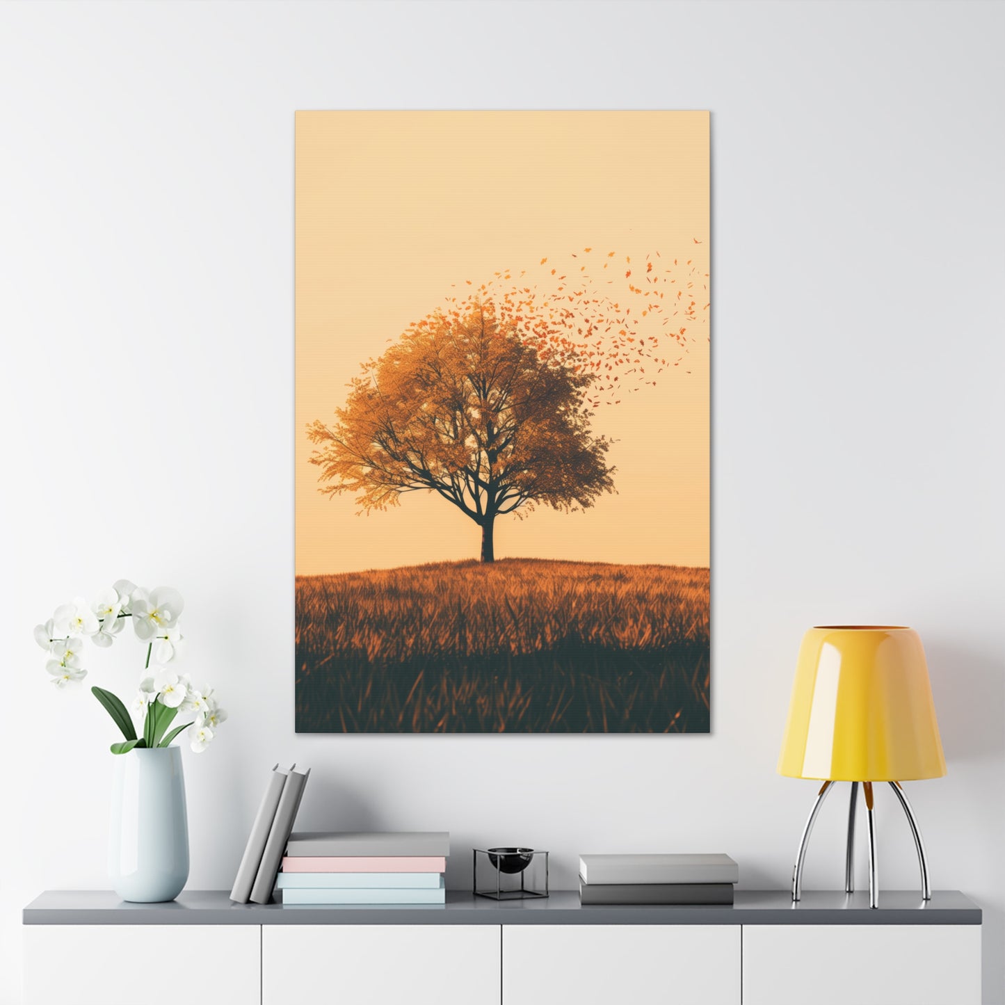 Tree in a Golden Sunset Digital Illustration Canvas Gallery Wraps