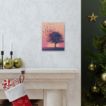 Tree in a Golden Sunset Digital Illustration Canvas Gallery Wraps