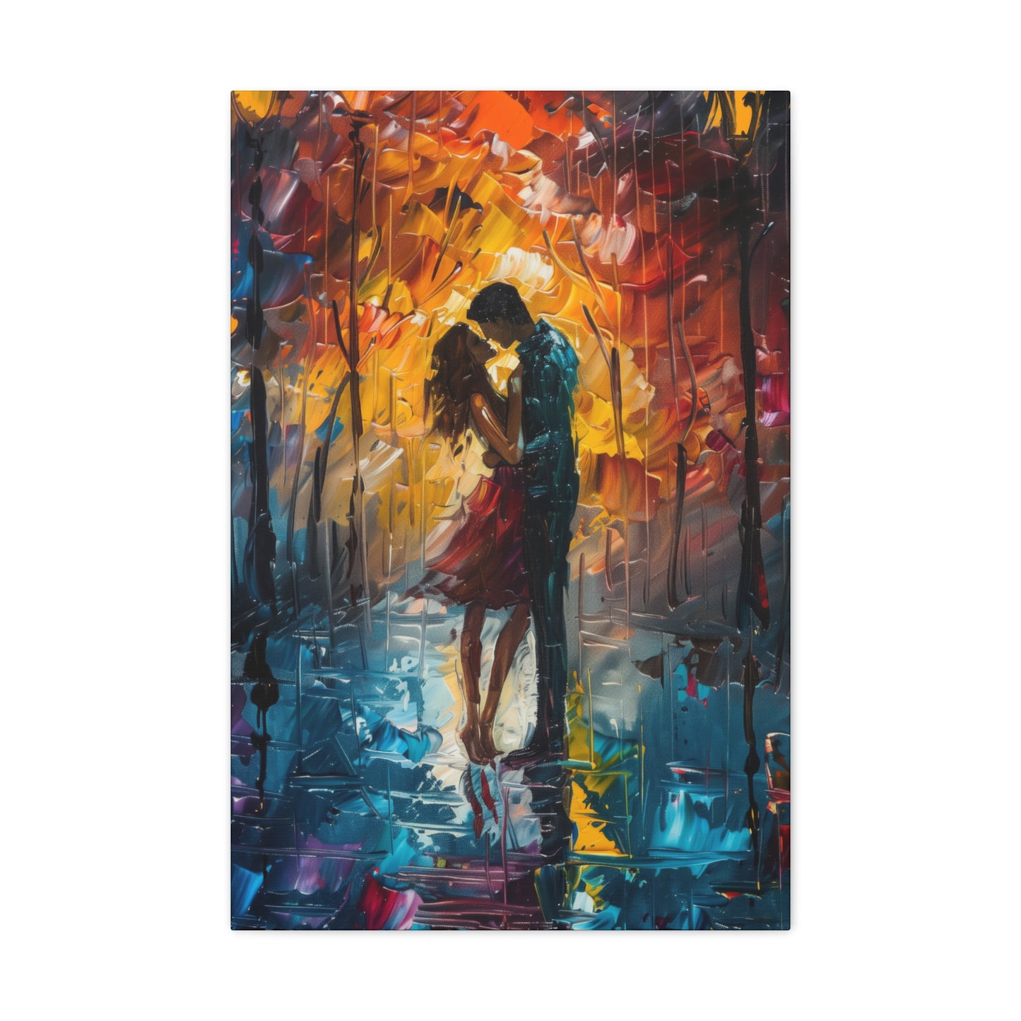 Couple - Leonid Afremov Style Digital Oil Painting Canvas Gallery Wraps