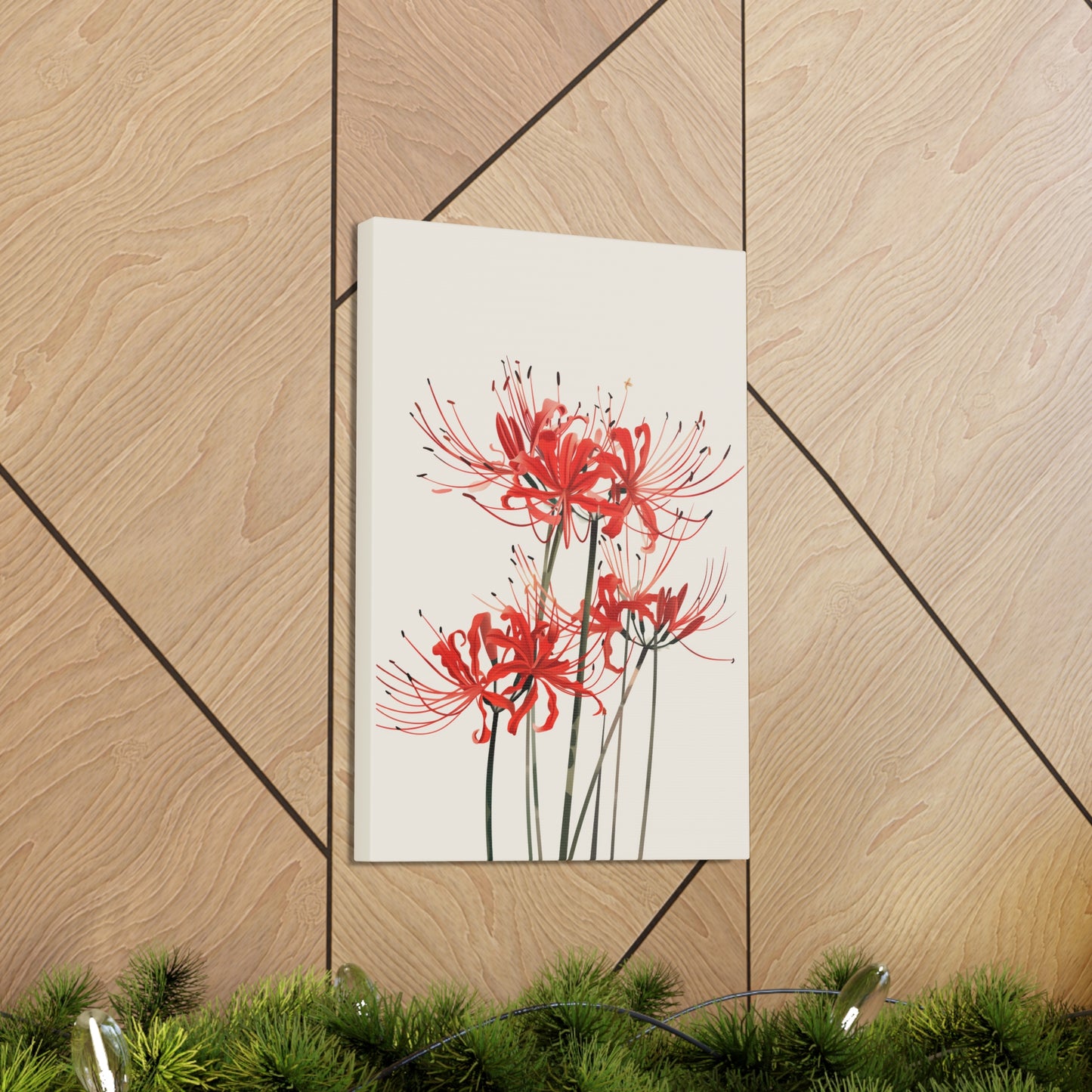 Red Spider Lily Flower Digital Illustration Canvas Gallery Wraps