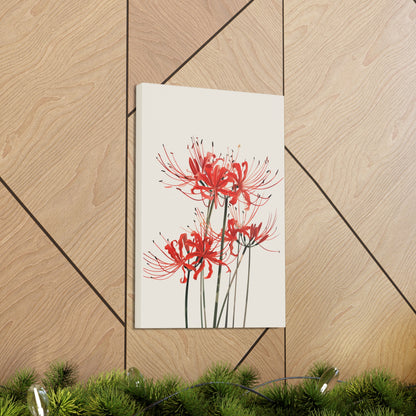 Red Spider Lily Flower Digital Illustration Canvas Gallery Wraps