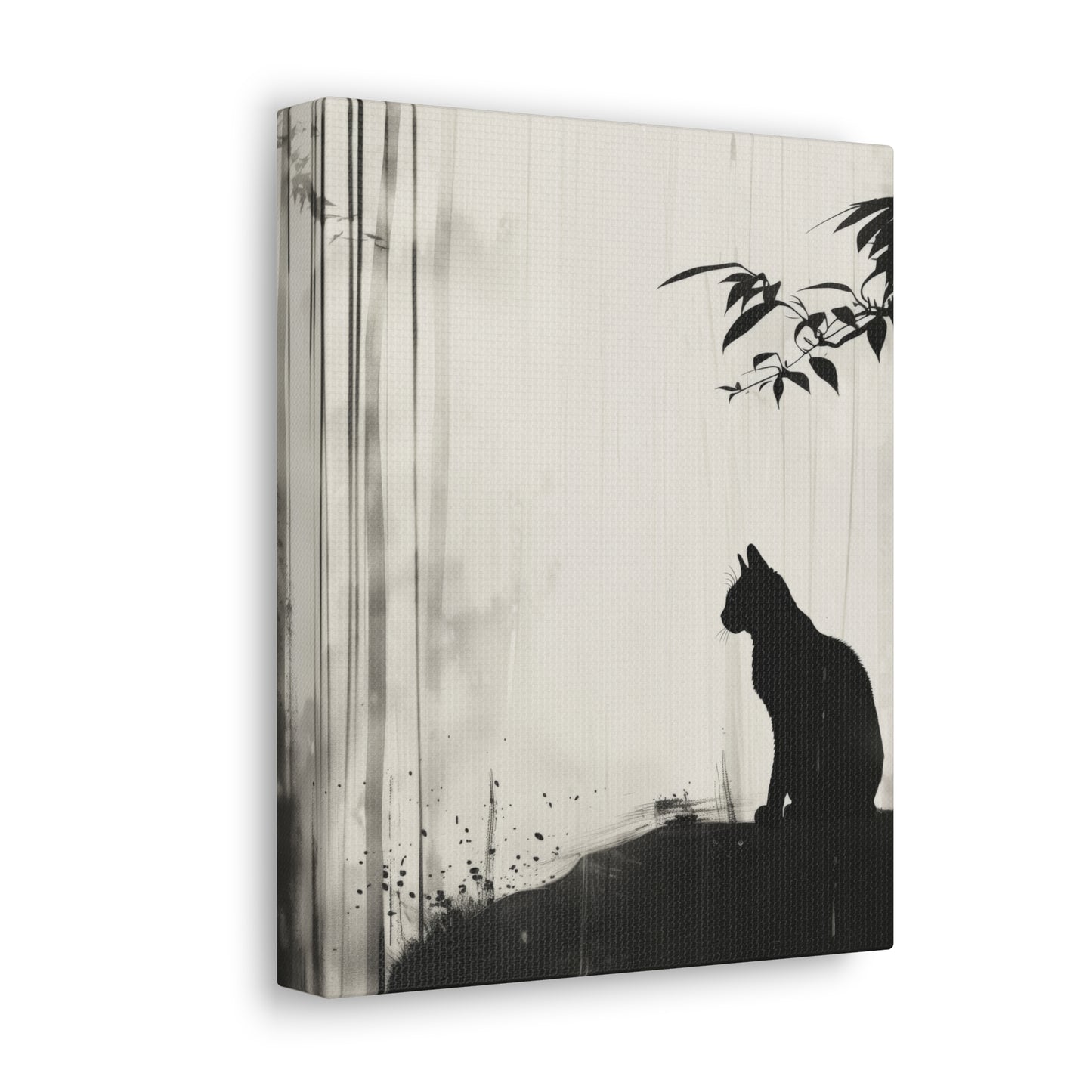 Black Cat Digital Illustration Canvas Gallery Wraps