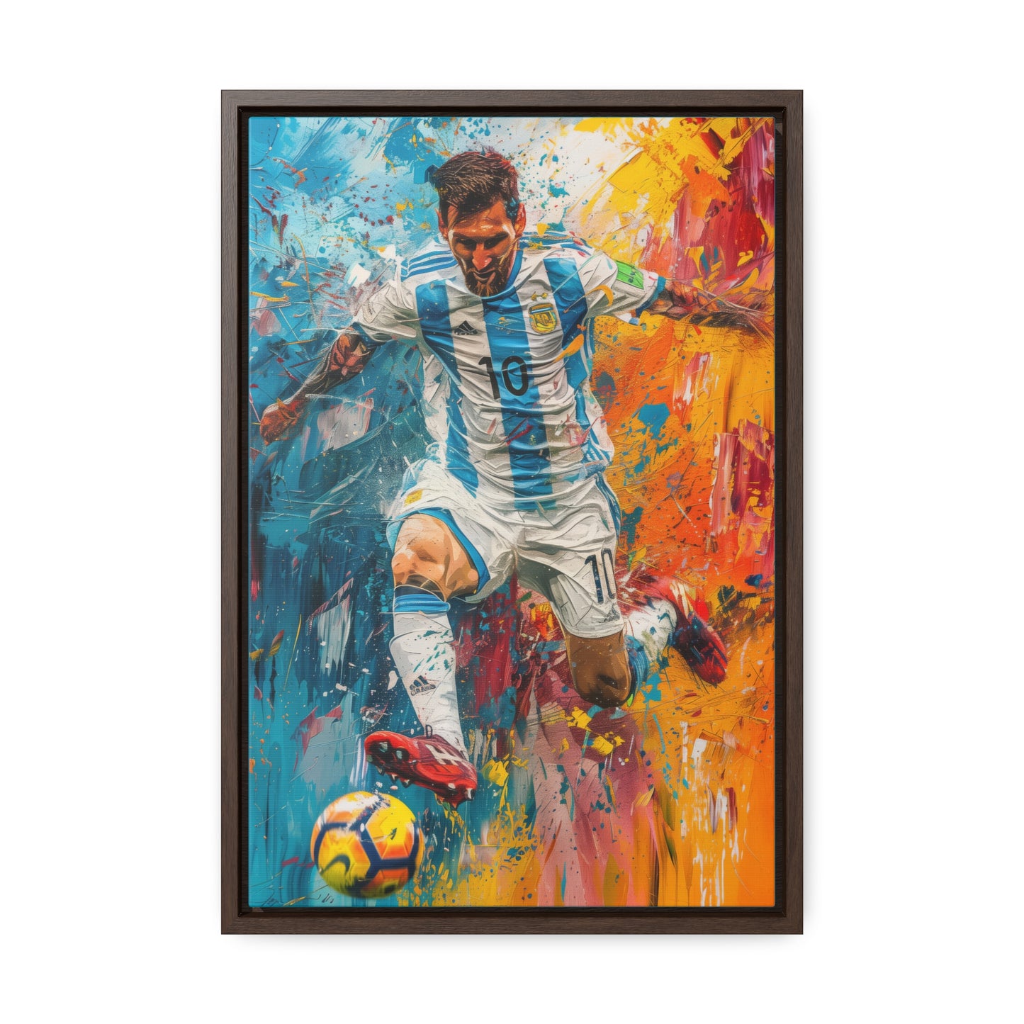 Lionel Messi Playing with Argentina T-Shirt - Canvas Print