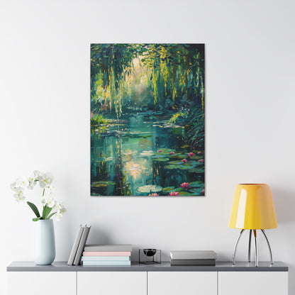 Pond in a Forest - Claude Monet Style Digital Print Canvas Gallery Wraps