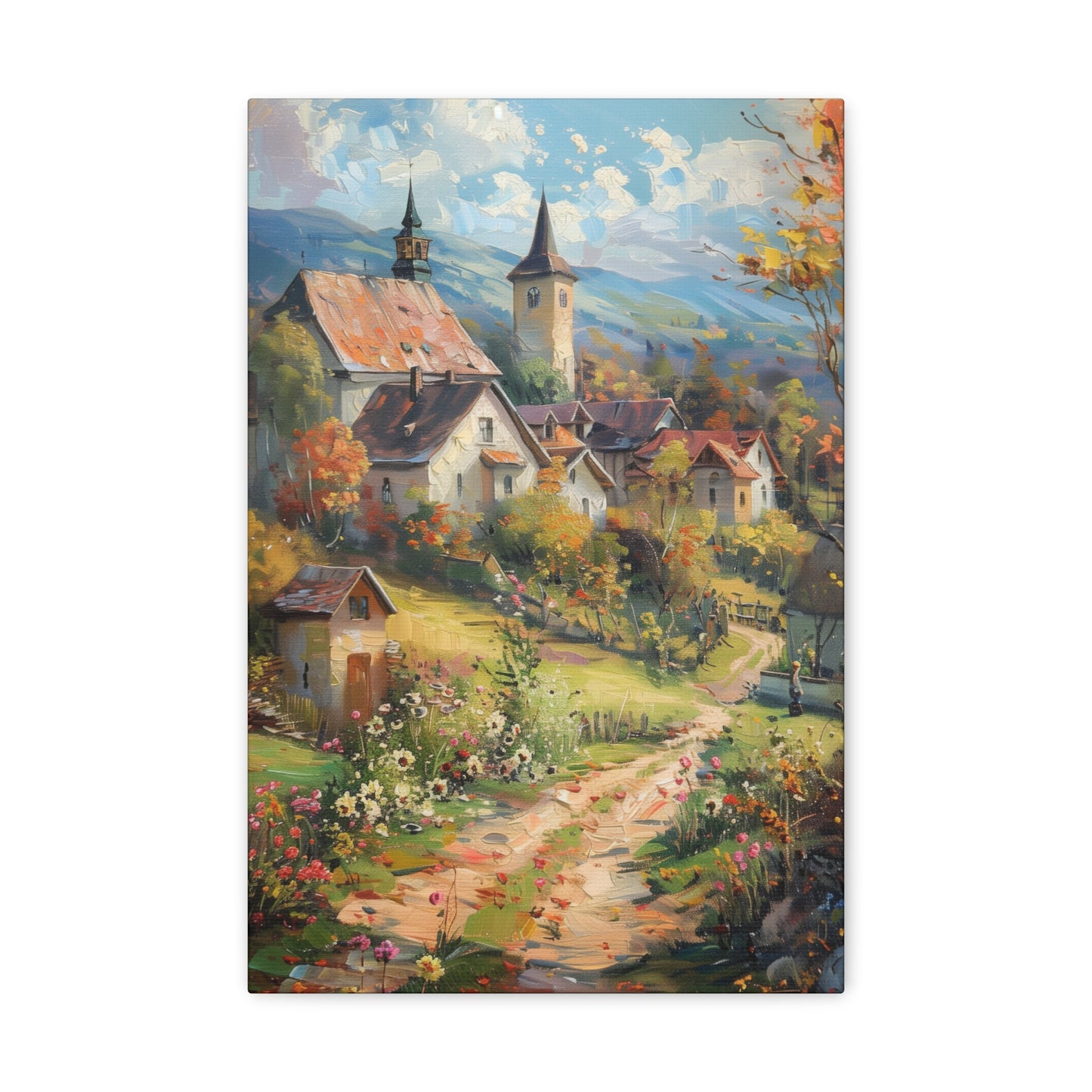 European country side in medieval times whimsical Digital Oil Painting Print Canvas Gallery Wraps