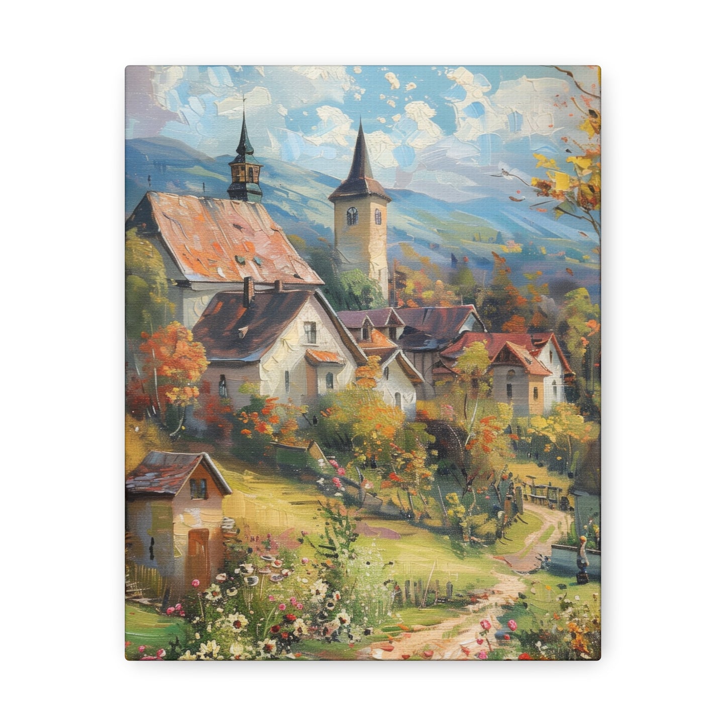 European country side in medieval times whimsical Digital Oil Painting Print Canvas Gallery Wraps