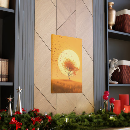 Tree in a Golden Sunset Digital Illustration Canvas Gallery Wraps