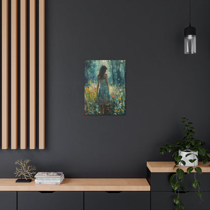 a girl looking into a forest Digital Oil Painting Print Canvas Gallery Wraps