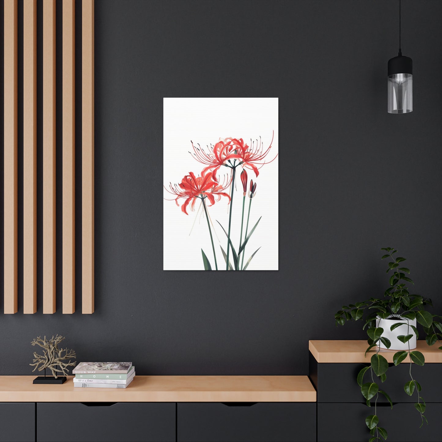 Red Spider Lily Flower Digital Illustration Canvas Gallery Wraps