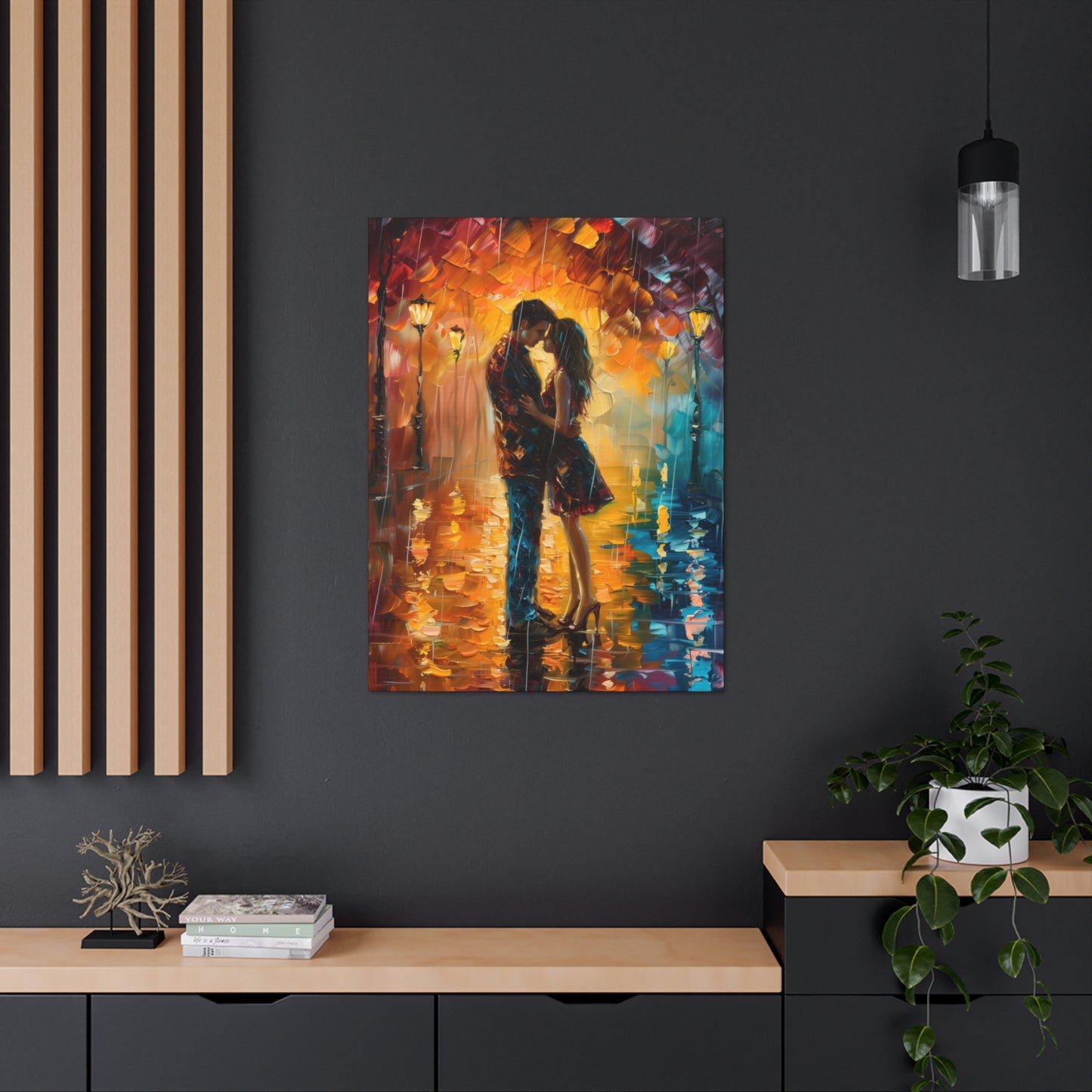 Couple - Leonid Afremov Style Digital Oil Painting Canvas Gallery Wraps