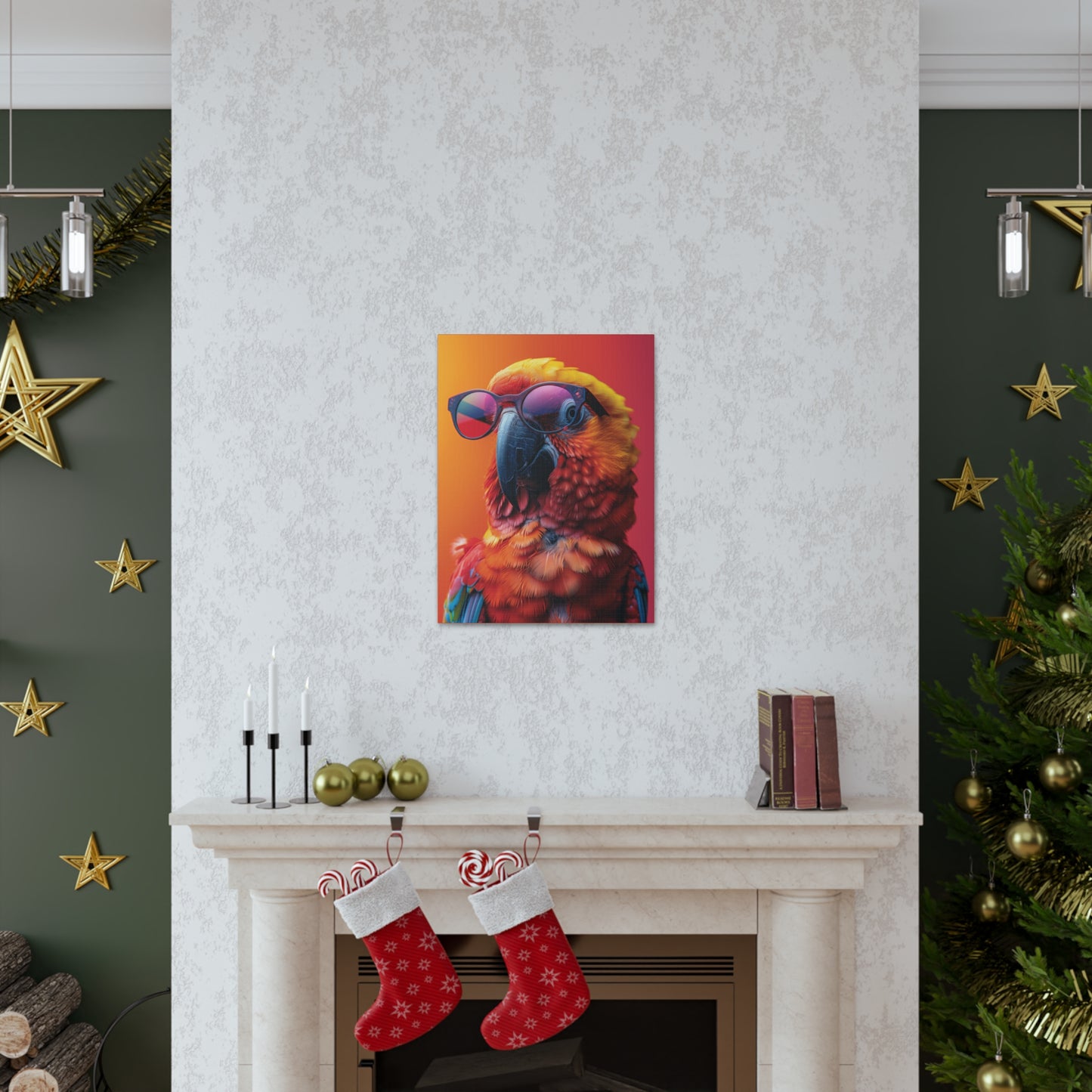 Parrot Wearing Sunglasses - Illustration Canvas Gallery Wraps