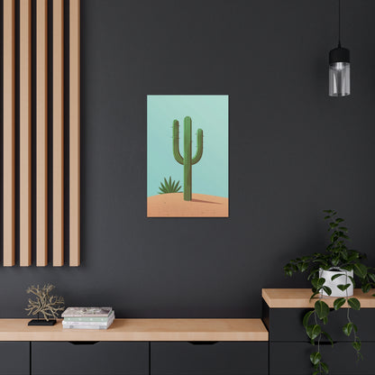 Saguaro Cactus in Desert - Illustration Canvas Gallery Wraps