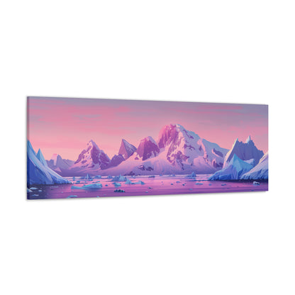 Snowy Mountain Evening - Digital Landscape Illustration Panorama Canvas Gallery Wraps