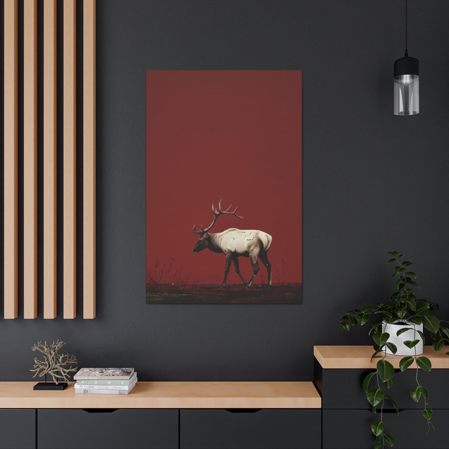 Moose with Antlers Digital Illustration Canvas Gallery Wraps