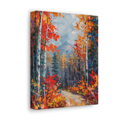 road through autumn forest - Leonid Afremov Style Digital Print Canvas Gallery Wraps