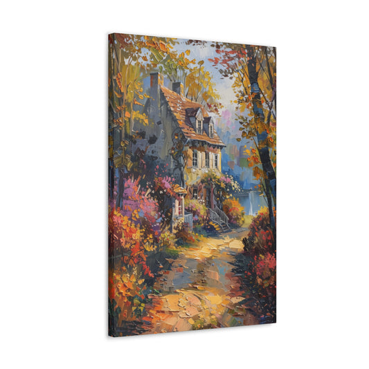 countryside village house medieval times Digital Oil Painting Print Canvas Gallery Wraps