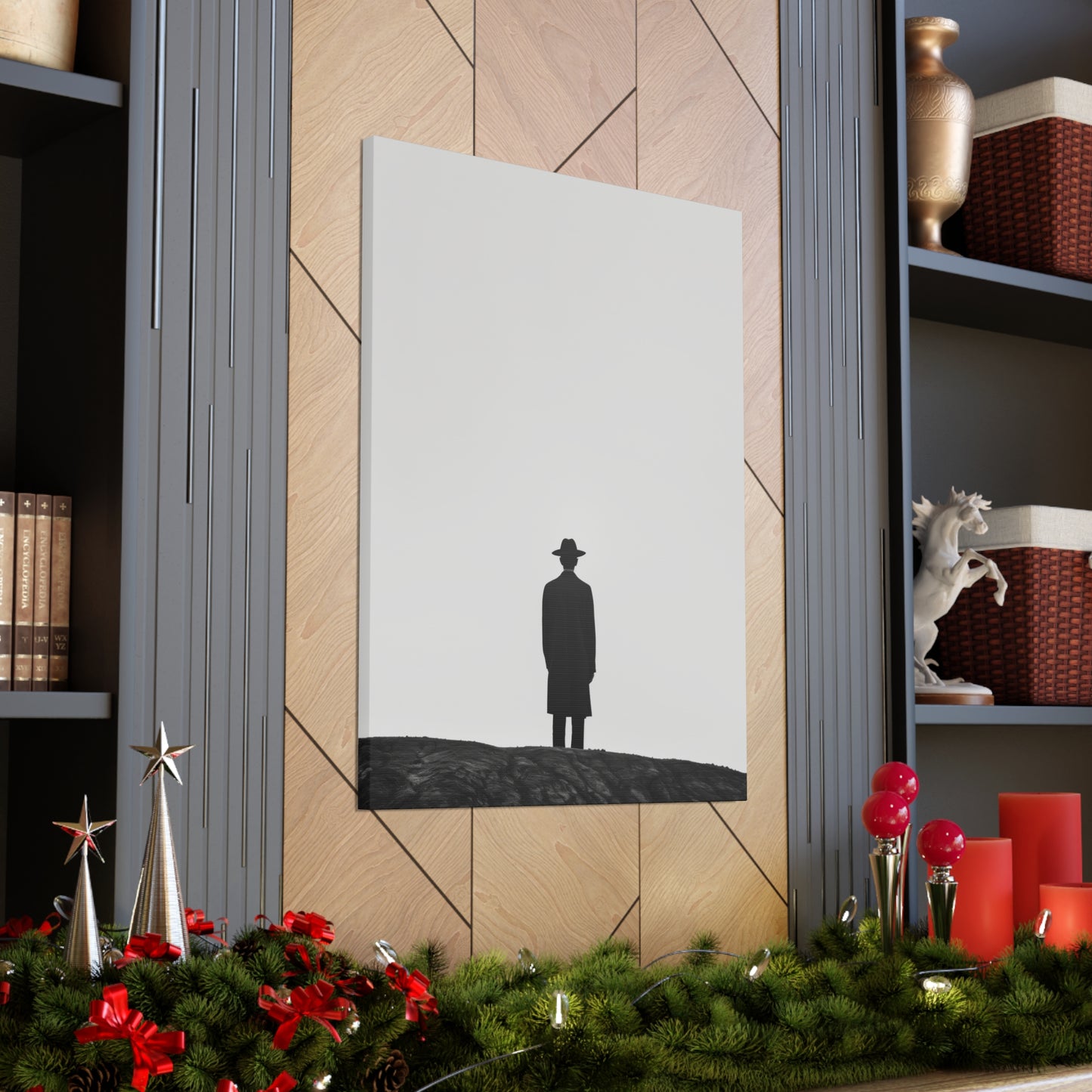 Man Wearing Suit and Porkpie Hat - Takeshi Kitano Style Digital Illustration Canvas Gallery Wraps