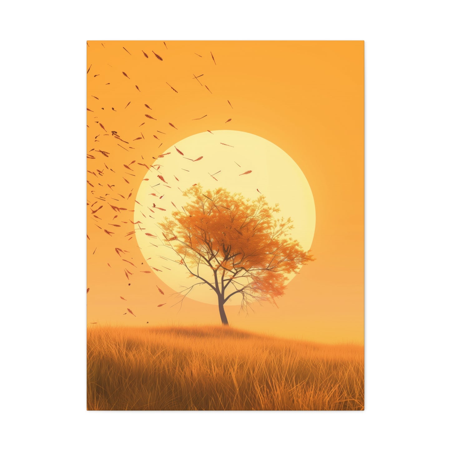 Tree in a Golden Sunset Digital Illustration Canvas Gallery Wraps