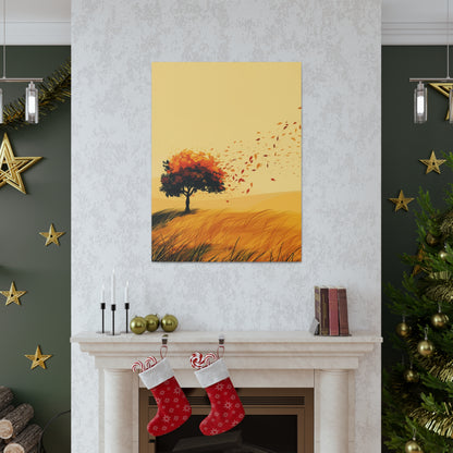 Tree in a Golden Sunset Digital Illustration Canvas Gallery Wraps