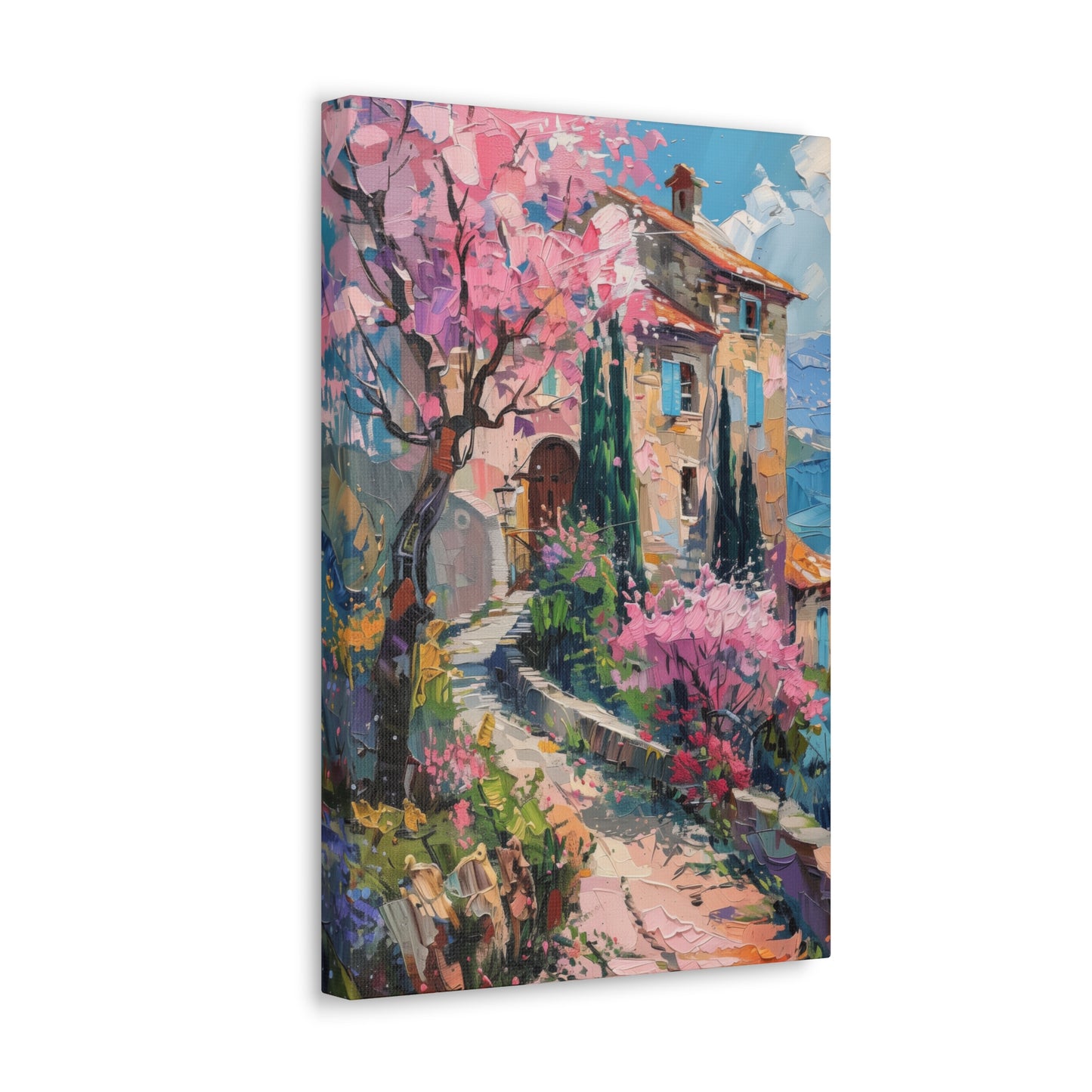 countryside house with garden Digital Oil Painting Print Canvas Gallery Wraps