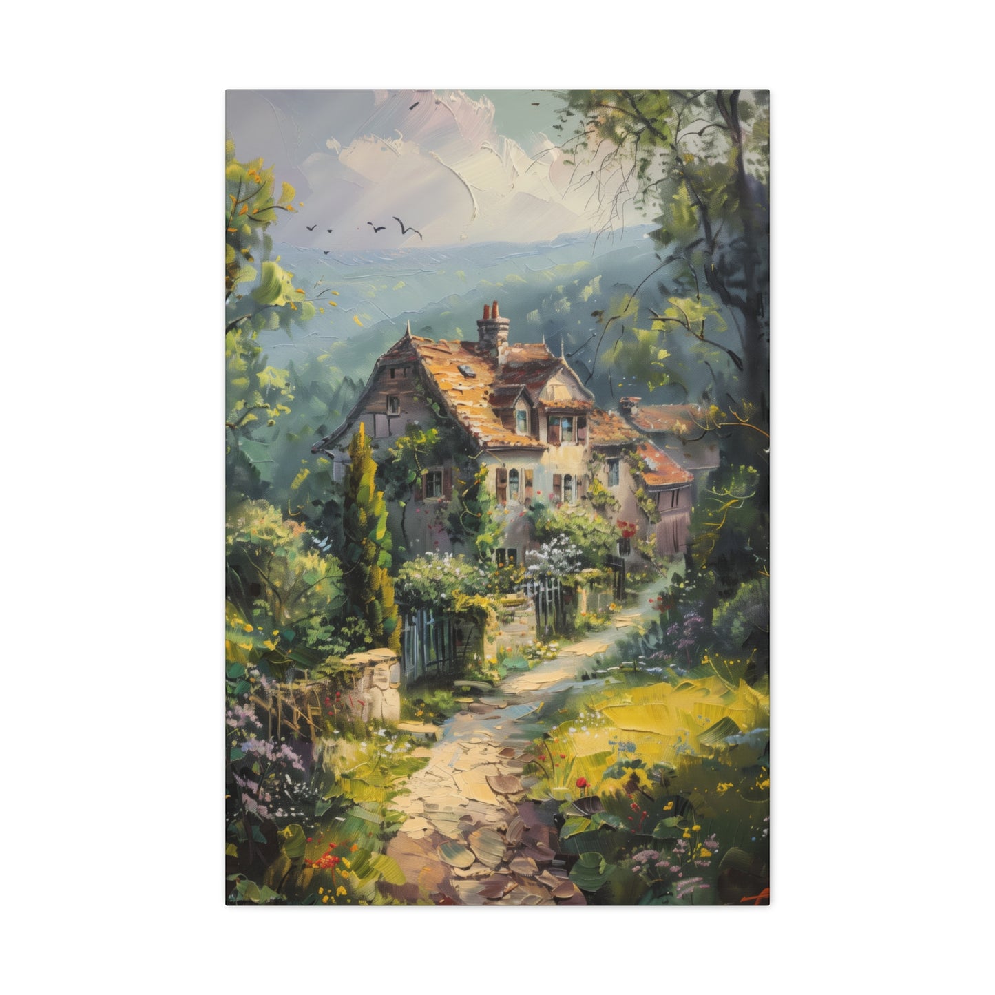 old house in countryside vintage Digital Oil Painting Print Canvas Gallery Wraps