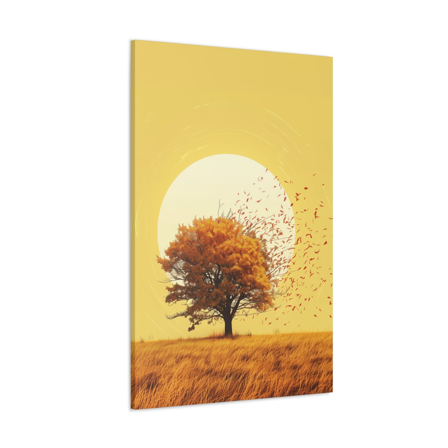 Tree in a Golden Sunset Digital Illustration Canvas Gallery Wraps