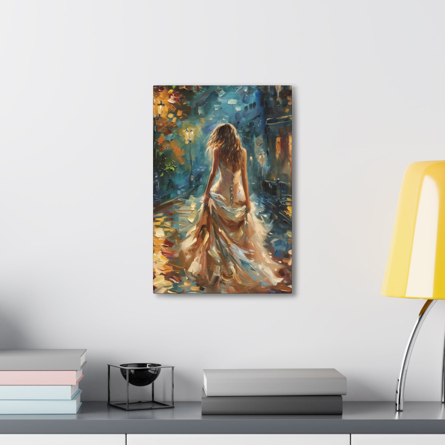 bride walking in the street - Leonid Afremov Style Digital Print Canvas Gallery Wraps