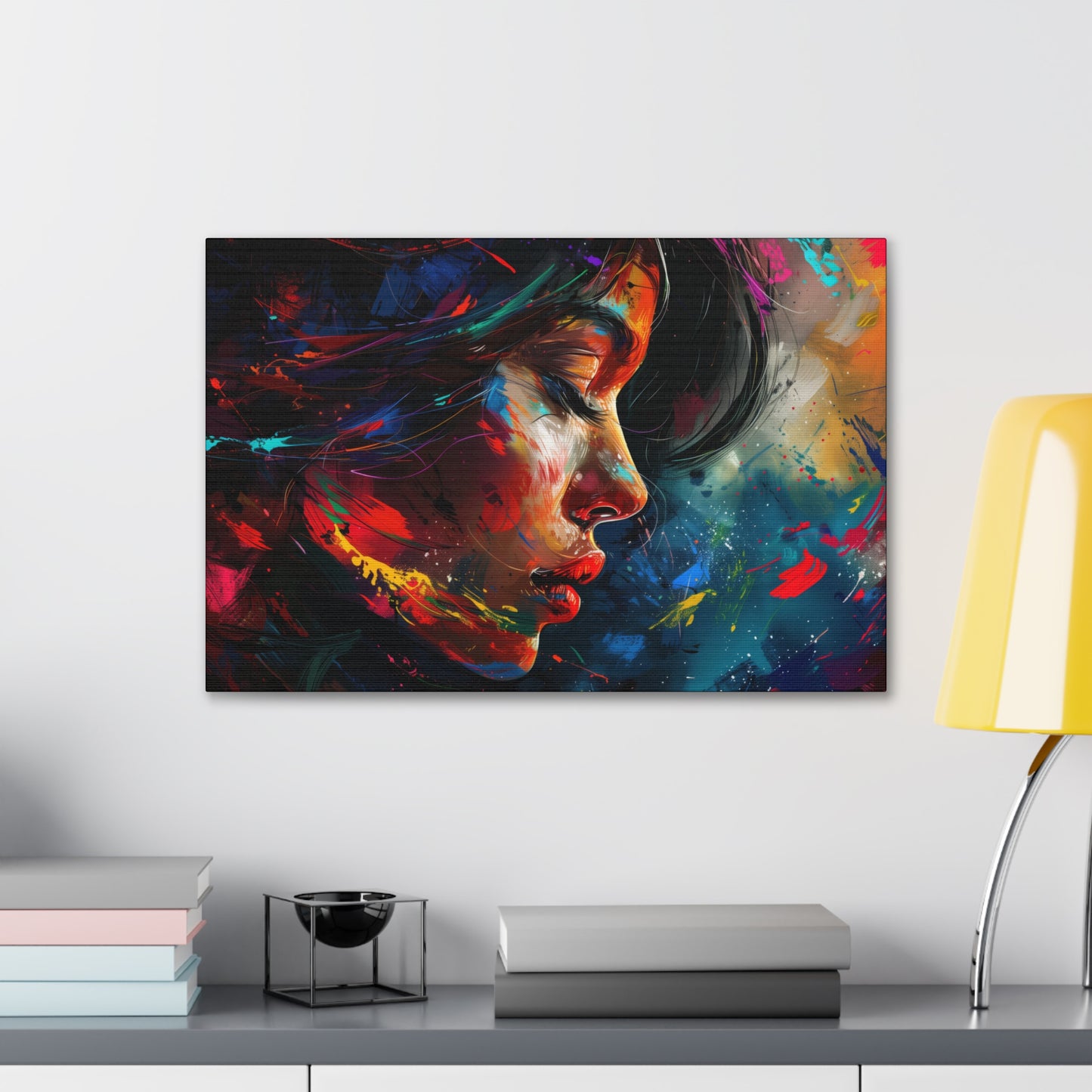 Beautiful Girl Face - Colorful Impressionist Style Digital Art Canvas Gallery Wraps