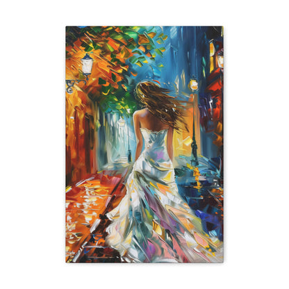 bride walking in street - Leonid Afremov Style Digital Print Canvas Gallery Wraps