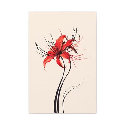 Red Spider Lily Flower Digital Illustration Canvas Gallery Wraps