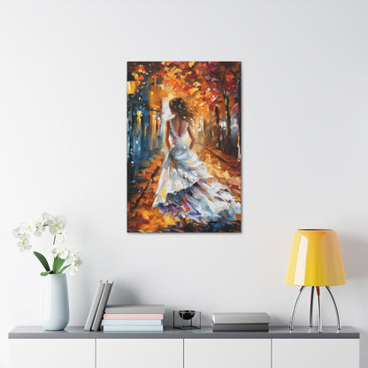 bride walking in street - Leonid Afremov Style Digital Print Canvas Gallery Wraps