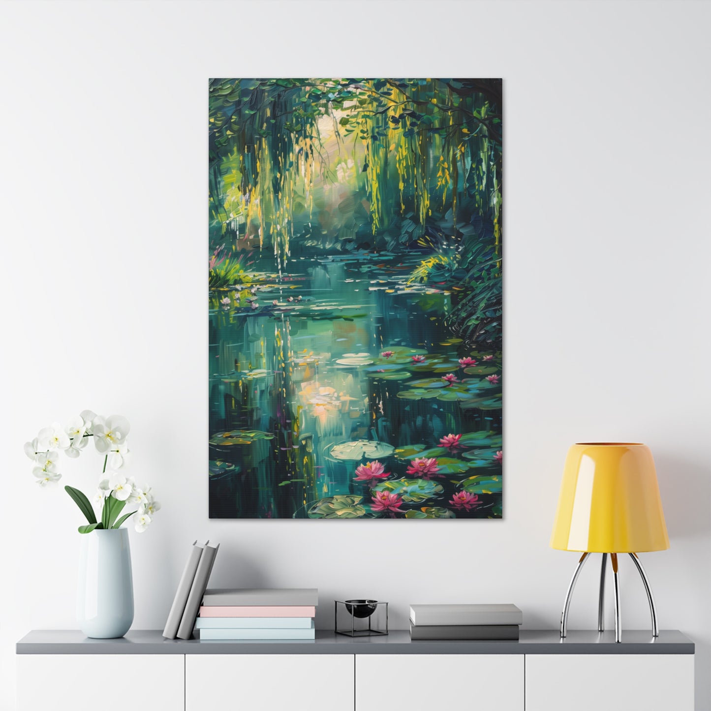 Pond in a Forest - Claude Monet Style Digital Print Canvas Gallery Wraps