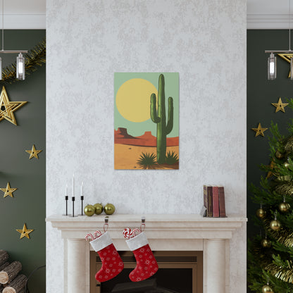 Saguaro Cactus in Desert - Illustration Canvas Gallery Wraps