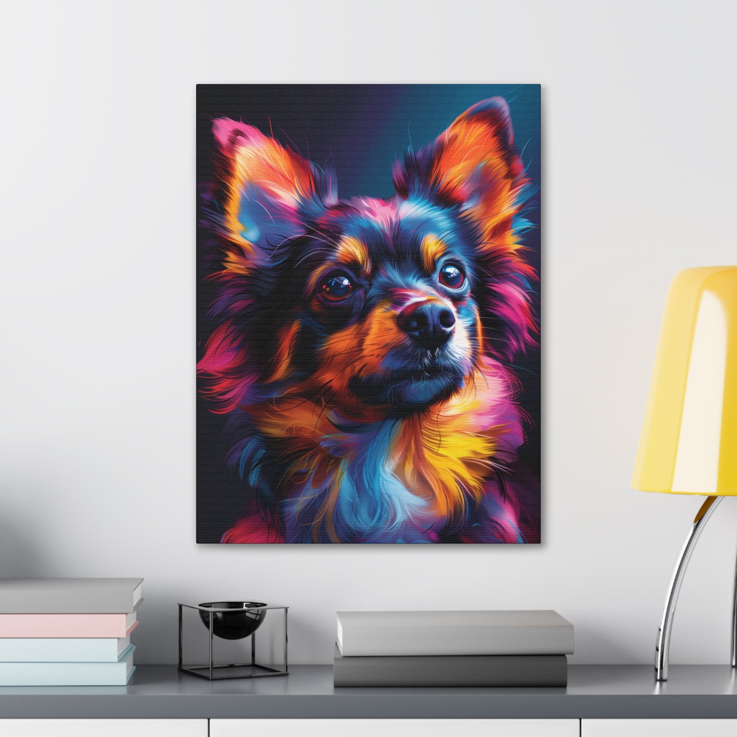 Papillon Dog - Abstract Illustration Canvas Gallery Wraps