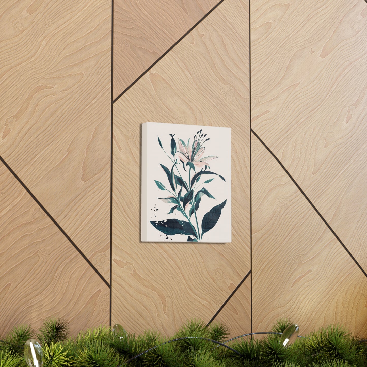 Lily Plant with Flowers - Illustration Canvas Gallery Wraps