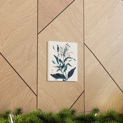 Lily Plant with Flowers - Illustration Canvas Gallery Wraps