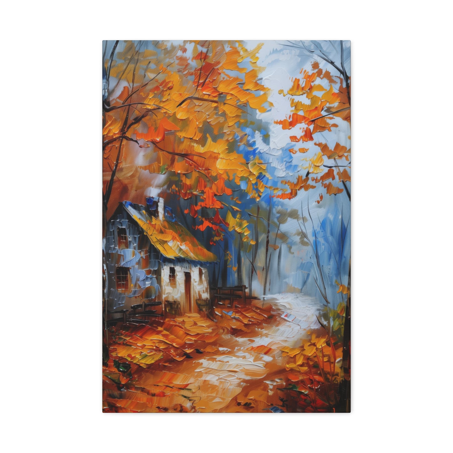 Old House Near the Road Through Autumn Forest - Leonid Afremov Oil Painting Canvas Gallery Wraps