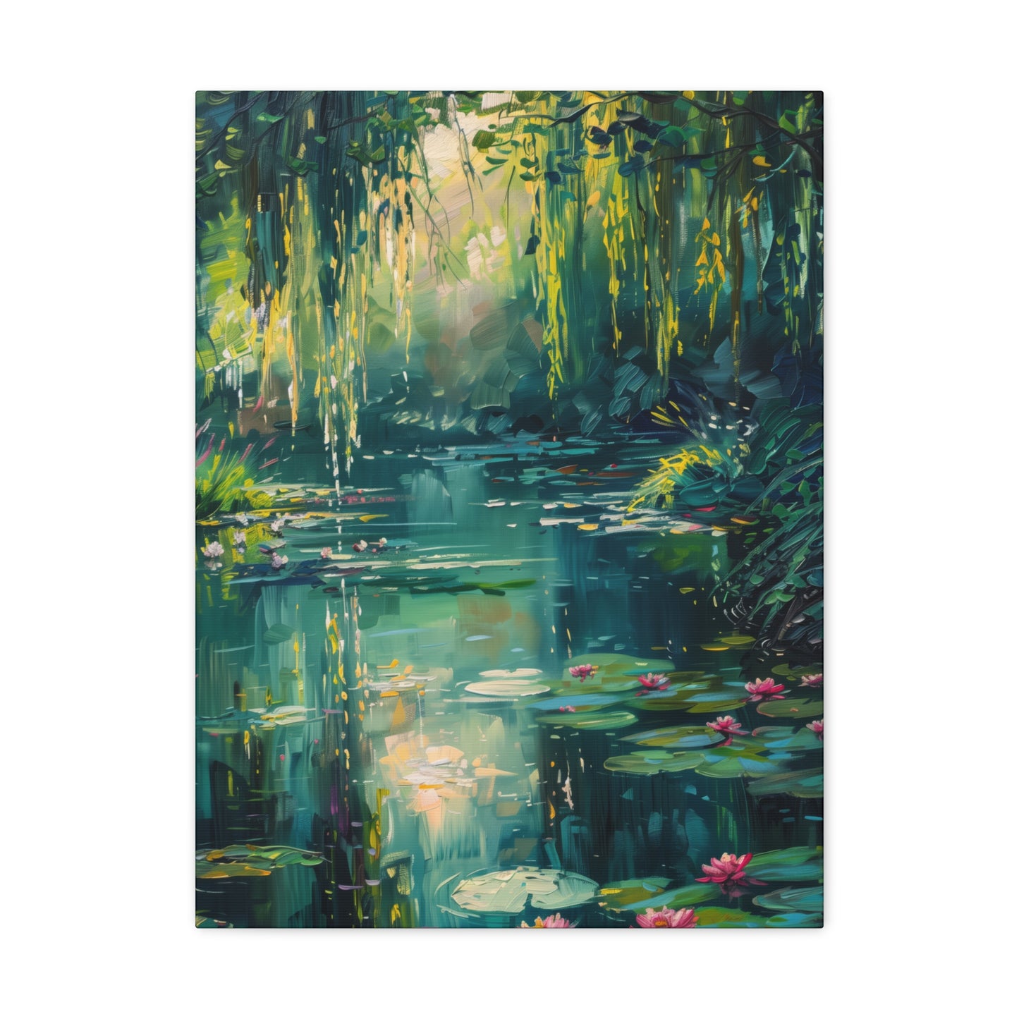 Pond in a Forest - Claude Monet Style Digital Print Canvas Gallery Wraps