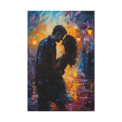 Couple - Leonid Afremov Style Digital Oil Painting Canvas Gallery Wraps